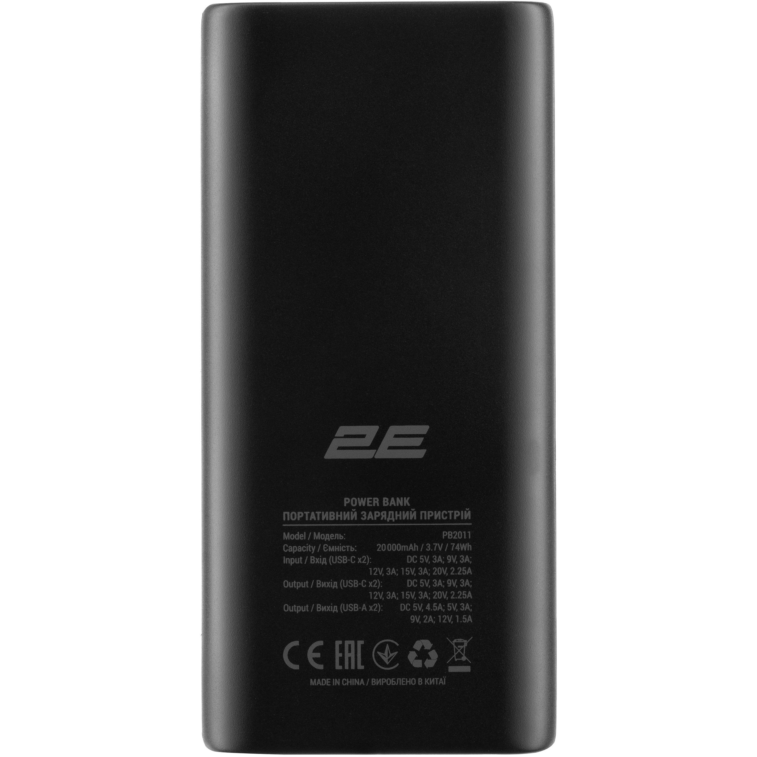 Портативное зарядное устройство 2E Power Bank 20000 мАч (2E-PB2011-BLACK) - фото 3