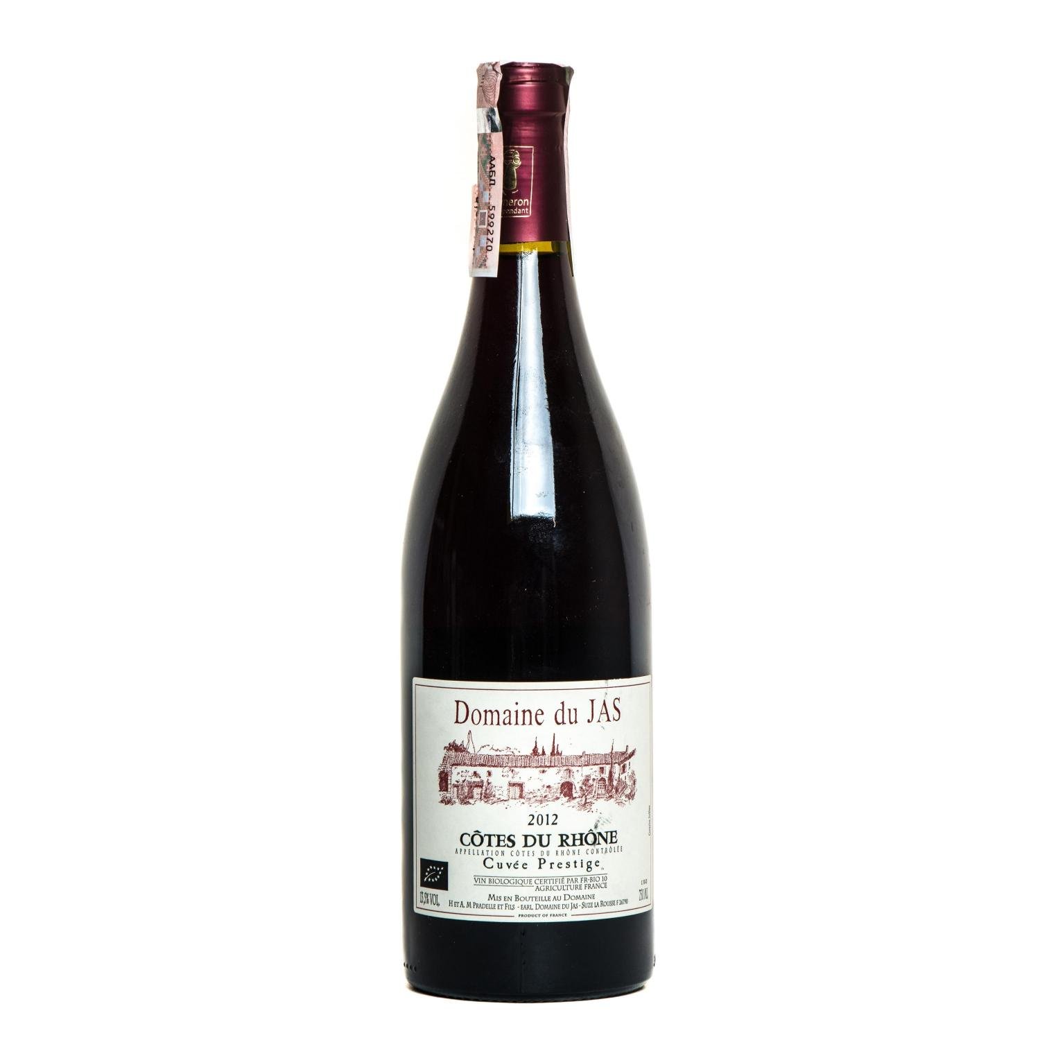Вино Domaine du Jas Cotes du Rhone Cuvee Prestige красное сухое, 0,75 л, 13,5% (599944) - фото 1