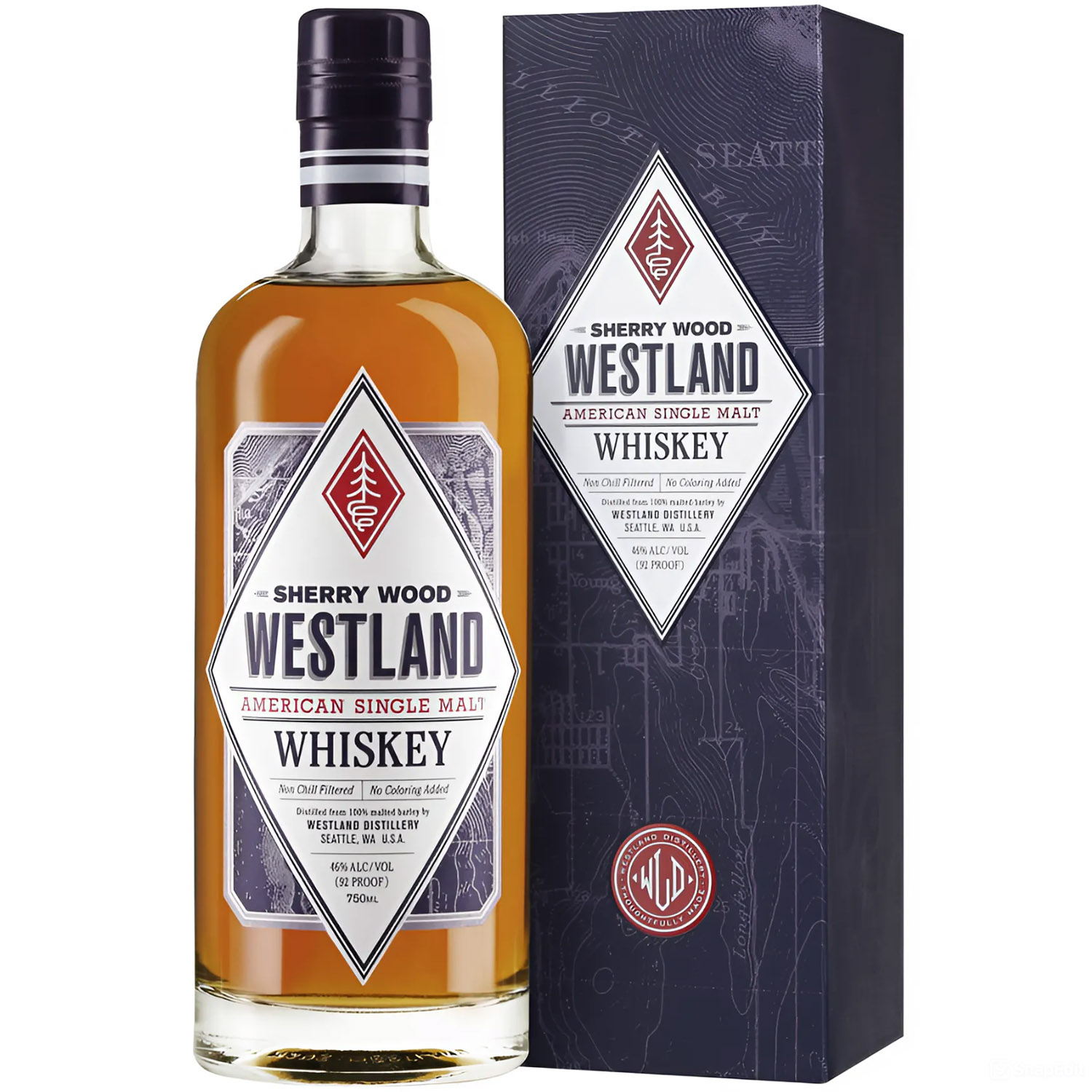 Виски Westland Sherry Wood American Single Malt Whiskey 46% 0.7 л в подарочной коробке - фото 1