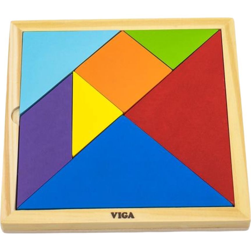Гра-головоломка Viga Toys Кольоровий дерев'яний танграм 7 елементів (55557) - фото 1