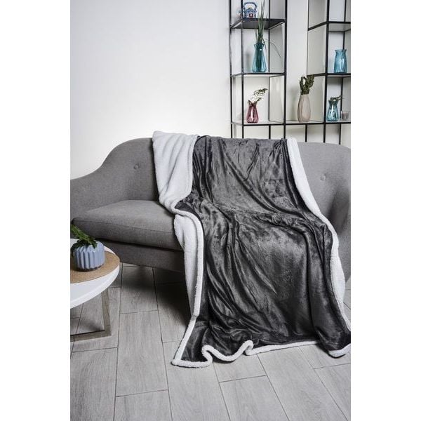 Одеяло Soho Plush hugs Graphite флисовое, 220х200 см, серое с белым (1224К) - фото 4