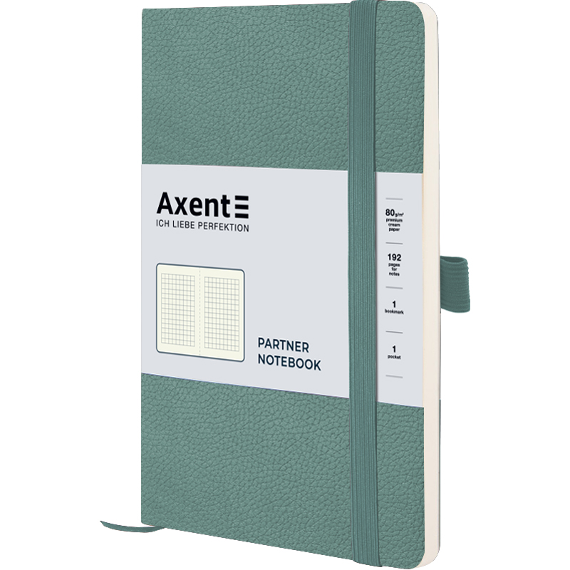 Книга записна Axent Partner Soft Skin A5- в клітинку 96 аркушів сіро-лазурна (8616-48-A) - фото 1