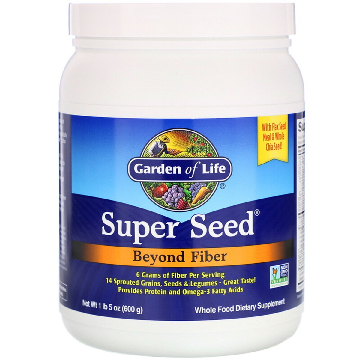 Натуральна суміш Garden of Life Super Seed Beyond Fiber з пророслого насіння, зерен і бобових 600 г (GOL11138) - фото 1