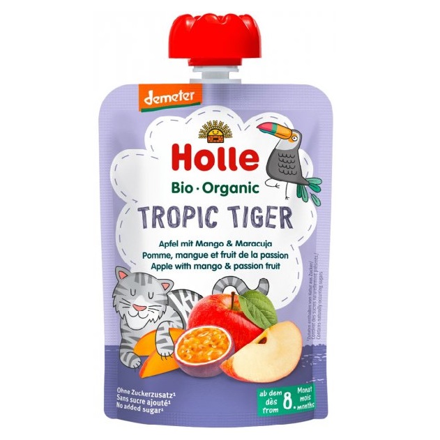 Пюре Holle Tropic Tiger, з яблуком, манго та маракуєю, 100 г - фото 1