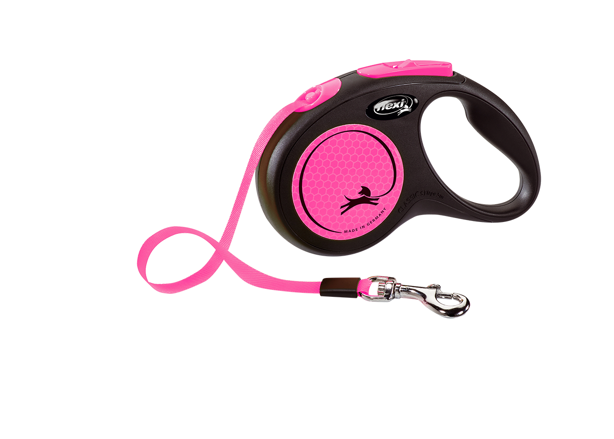Поводок-рулетка Flexi Neon S, для собак до 15 кг, лента 5 м, розовый (CL11T5.251.S NEOP) - фото 1