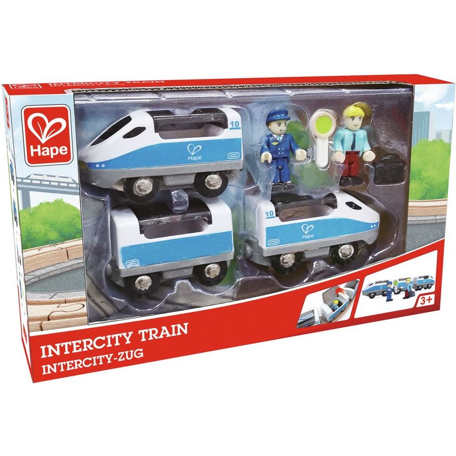 Набір для іграшкової залізниці Hape Поїзд Інтерсіті з вагонами (E3728) - фото 8
