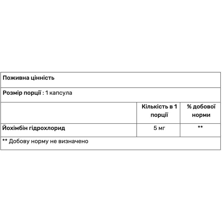 Йохімбін гідрохлорид Haya Labs Yohimbine HCL 5 мг 100 капсул - фото 2