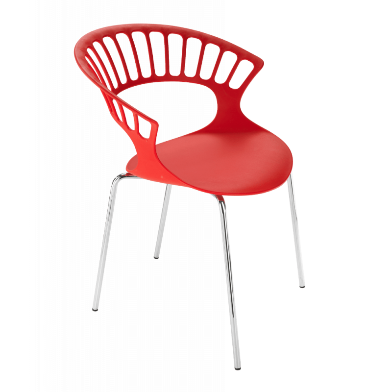 Кресло Papatya Tiara, база хром, красный (282048) - фото 1