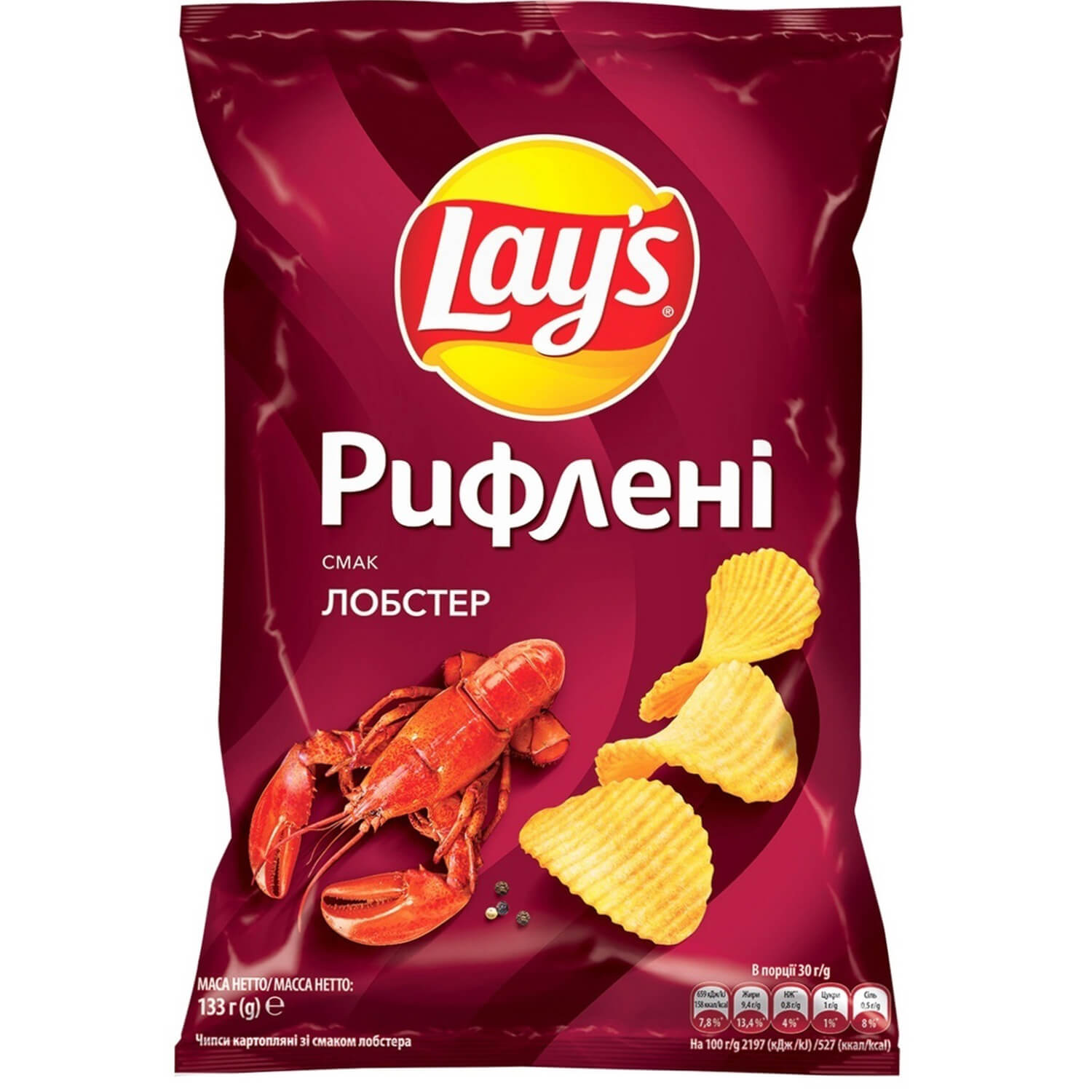 Чипсы Lay's Рифленые со вкусом лобстера 133 г (725613) - фото 1