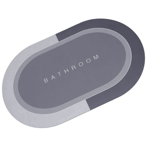 Коврик суперпоглащающий в ванную Stenson 80x50 см овальный серый (26292) - фото 2