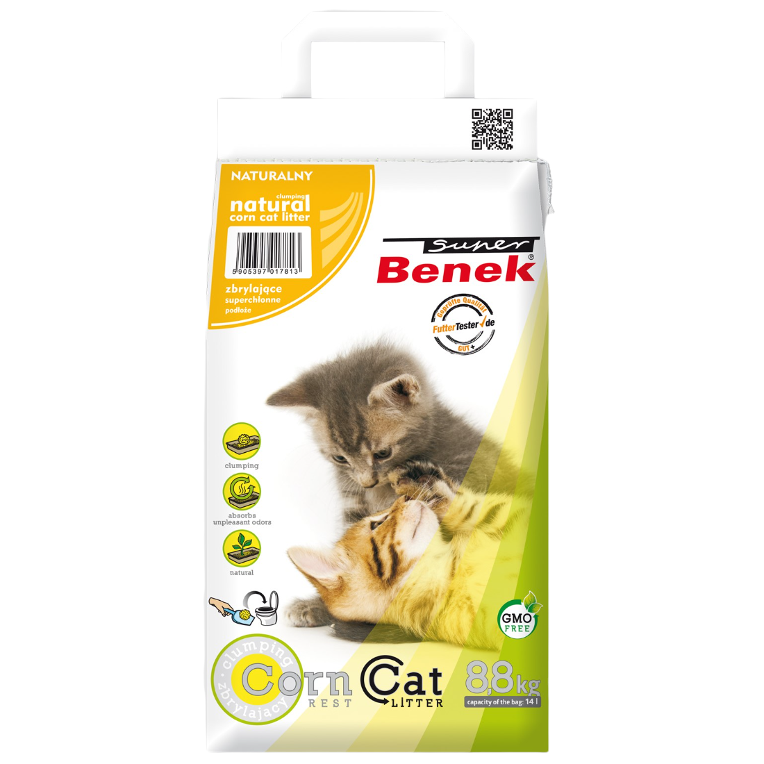 Кукурузный наполнитель для кошачьего туалета Super Benek Стандартный, с натуральным запахом, 14 л - фото 1