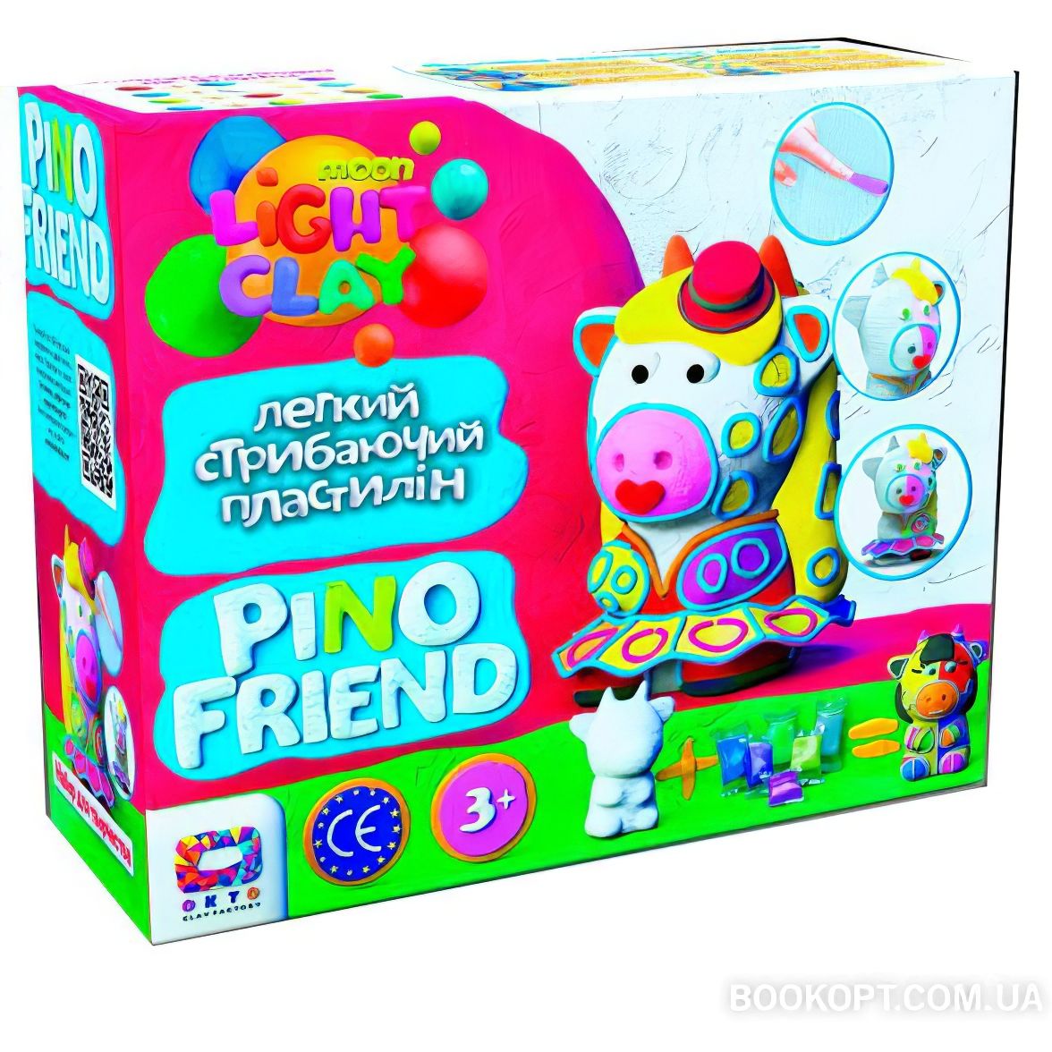 Набор легкого прыгающего пластилина Moon light Clay Pino Friend Диди 70061 с фигуркой - фото 1