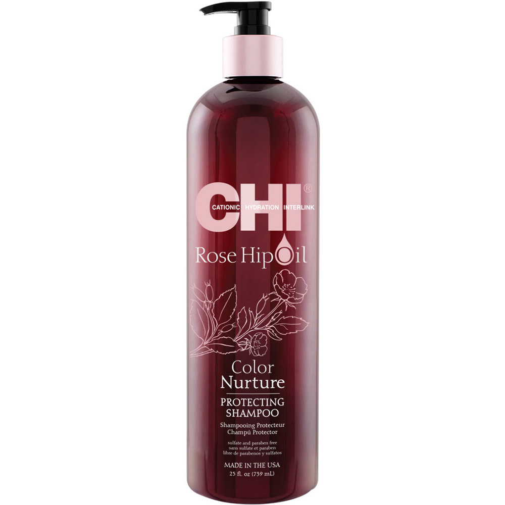Шампунь CHI Rosehip Oil Color Nurture Protecting для фарбованого волосся, 739 мл - фото 1