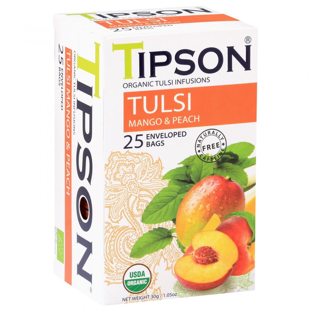 Чай Tipson Tulsi Туласі з манго та персиком, 25 пакетиків, 30 г (828042) - фото 1