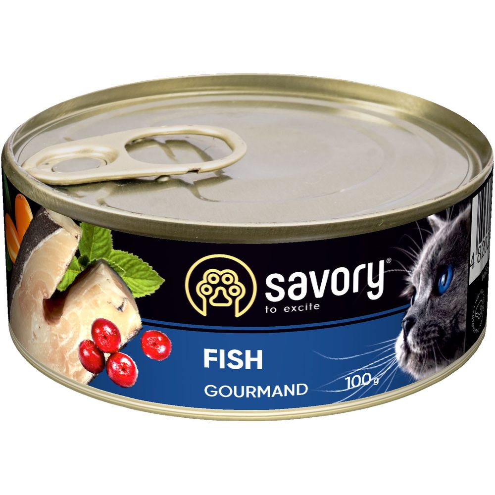Набір вологих кормів для вибагливих котів Savory Adult 3+1 з рибою 400 г (4 шт. х 100 г) - фото 4