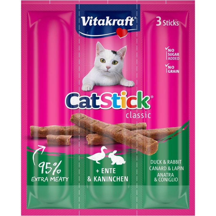Ласощі для котів Vitakraft м'ясні палички з качкою та кроликом 3 шт. - фото 1