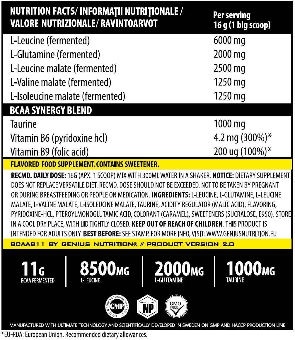 Амінокислота Genius Nutrition BCAA 8:1:1 Kiwi Strawberry 400 г - фото 2