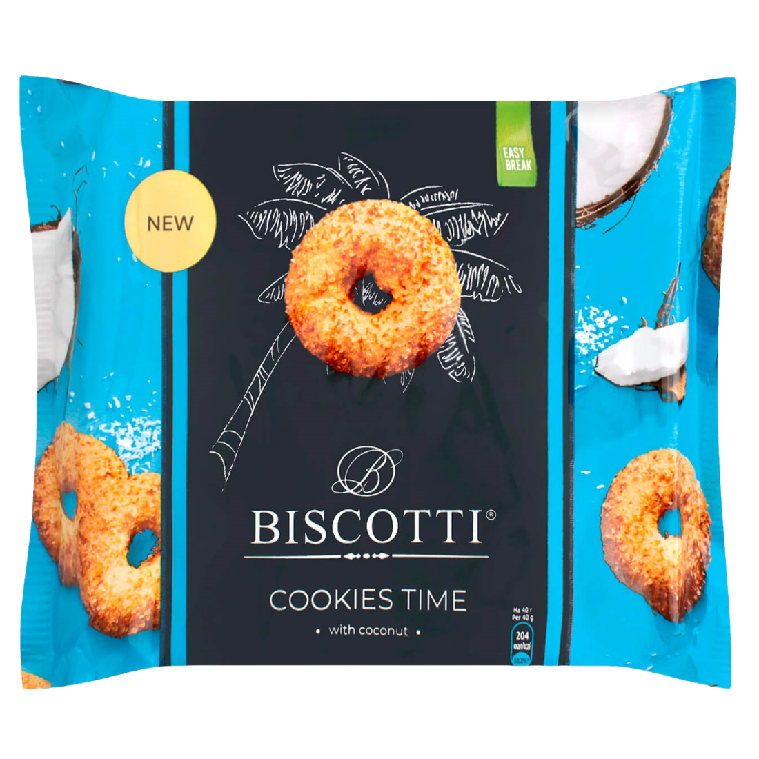 Печиво Biscotti Cookies time з кокосом 160 г (800304) - фото 1