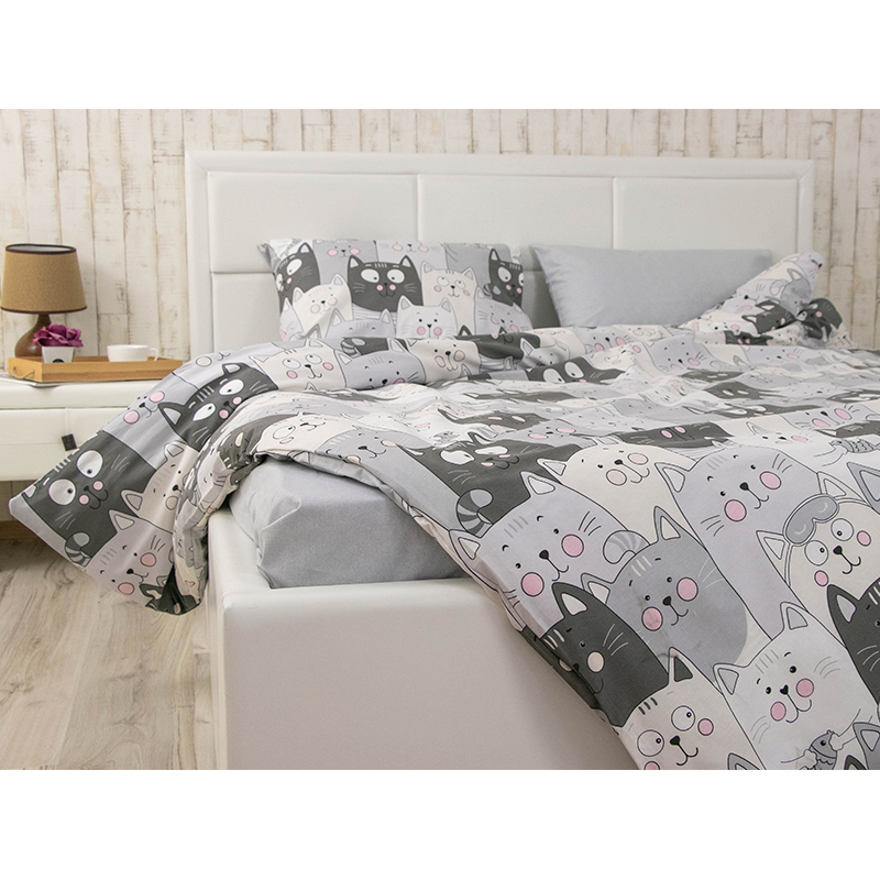 Комплект постельного белья Руно Grey Cat бязь набивная семейный серый (6.114Б_GreyCat) - фото 9