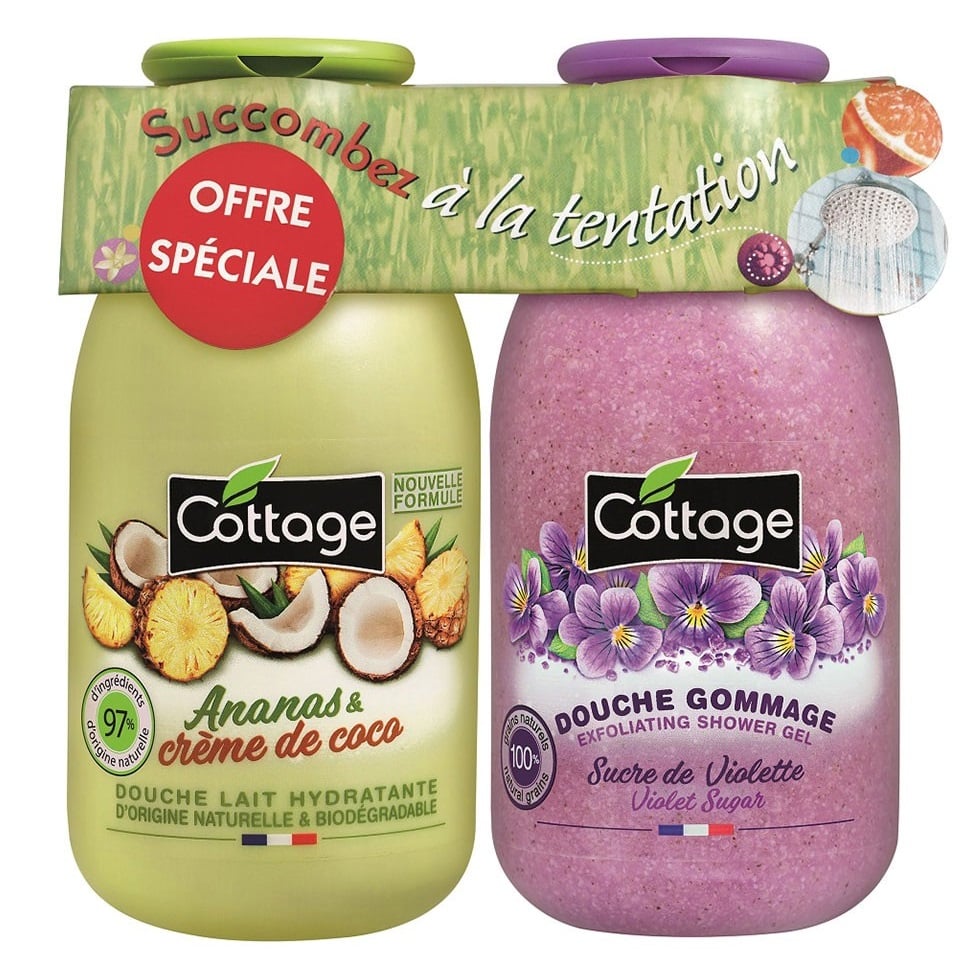 Набор Cottage Pineapple&Coconut&Violet Молочко для душа, 250 мл и гель-эксфолиант, 270 мл - фото 1