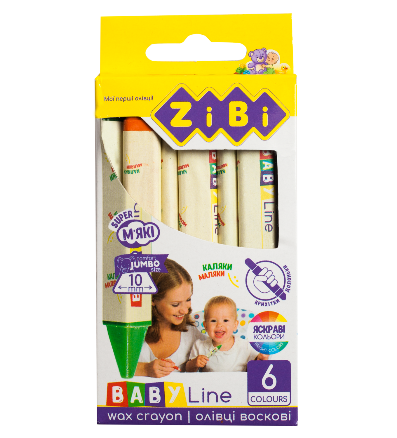 Олівці воскові ZiBi Jumbo Baby Line, трикутні, 6 шт. (ZB.2483) - фото 1