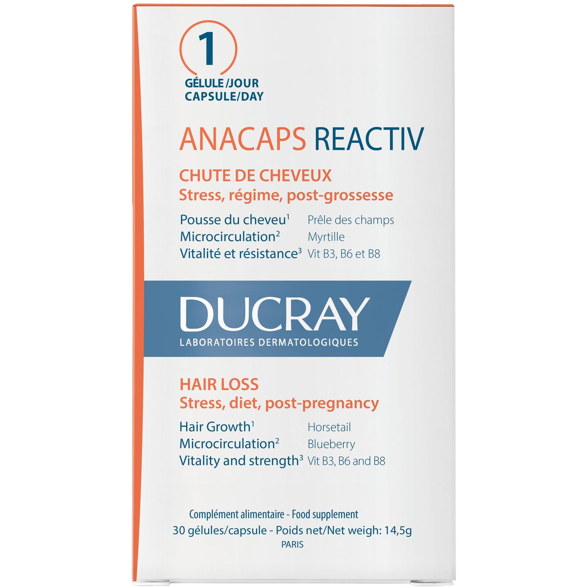 Пищевая добавка Ducray Anacaps Reactiv для укрепления волос и ногтей 30 капсул - фото 3