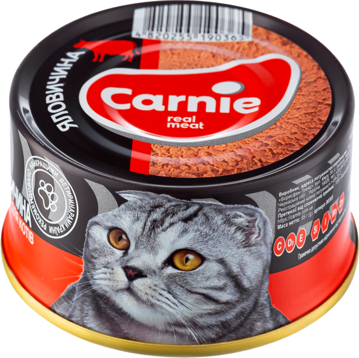 Влажный корм для кошек Carnie Паштет мясной, с говядиной, 90 г (90464) - фото 1