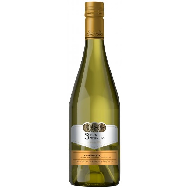 Вино Santa Rita Tres Medallas Chardonnay, белое, сухое, 13,5%, 0,75 л - фото 1