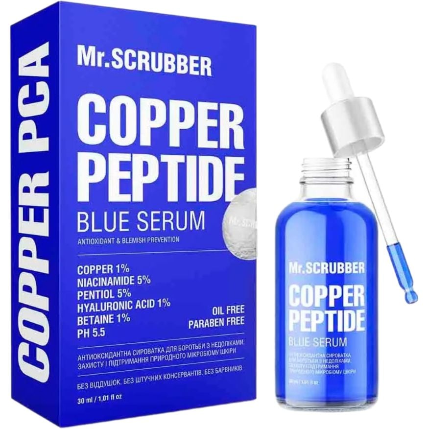 Антиоксидантная сыворотка Mr.Scrubber Copper Peptide Blue для борьбы с недостатками, защиты и поддержания природного микробиома кожи 30 мл - фото 1