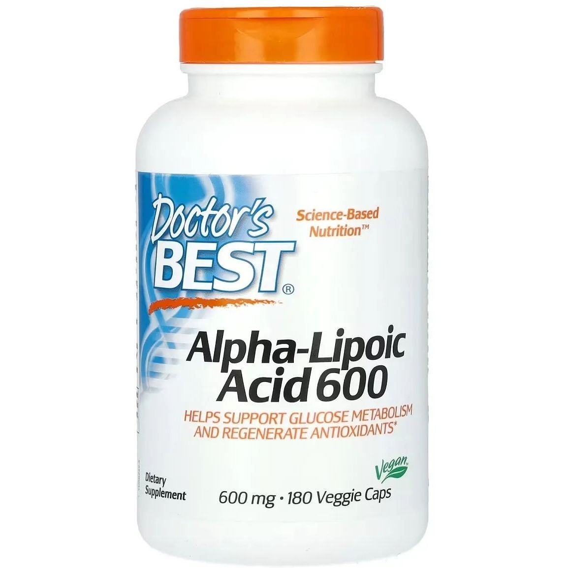 Альфа-липоевая кислота Doctor's Best Alpha-Lipoic Acid 600 мг 180 вегетарианских капсул - фото 1