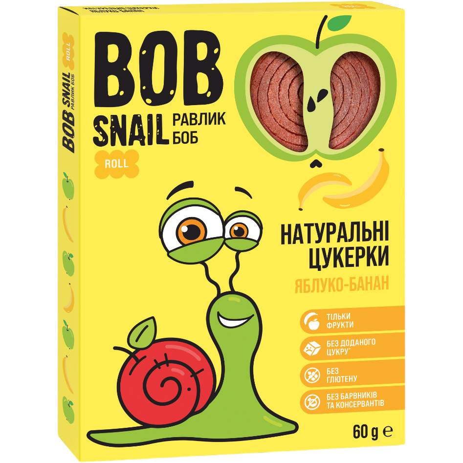 Натуральные конфеты Bob Snail Яблоко-Банан Roll, 60 г - фото 1