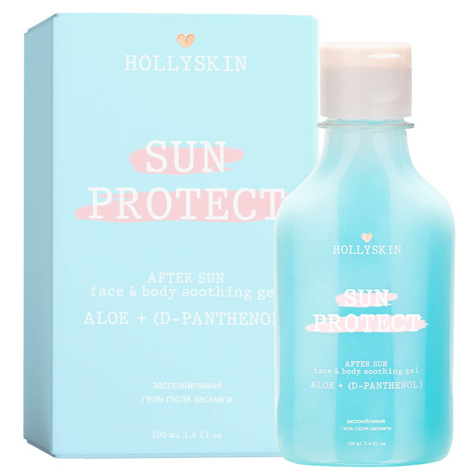 Успокаивающий гель после загара Hollyskin Sun Protect с алоэ вера и д-пантенолом, 100 мл - фото 1