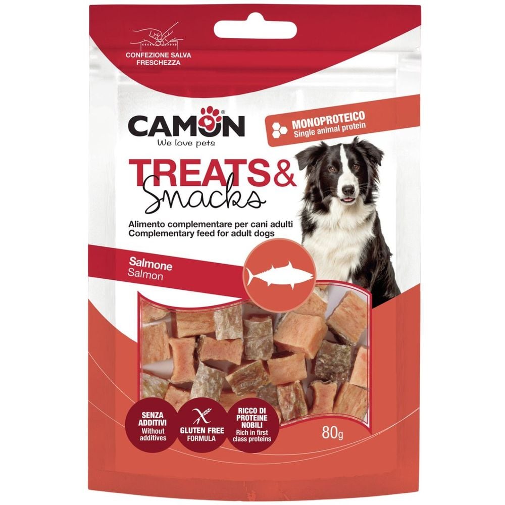 Ласощі для собак Camon Treats & Snacks Кубики лосося зі шкірою 80 г - фото 1