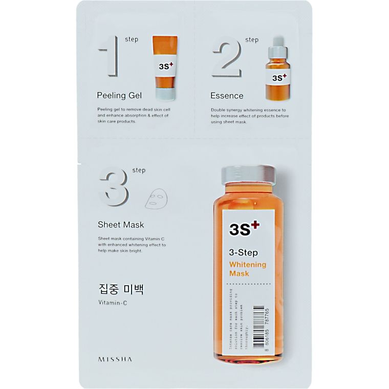 Маска для лица осветляющая Missha 3-step Whitening Mask, 38.5 г (15 г+22 г+1,5 г) - фото 1