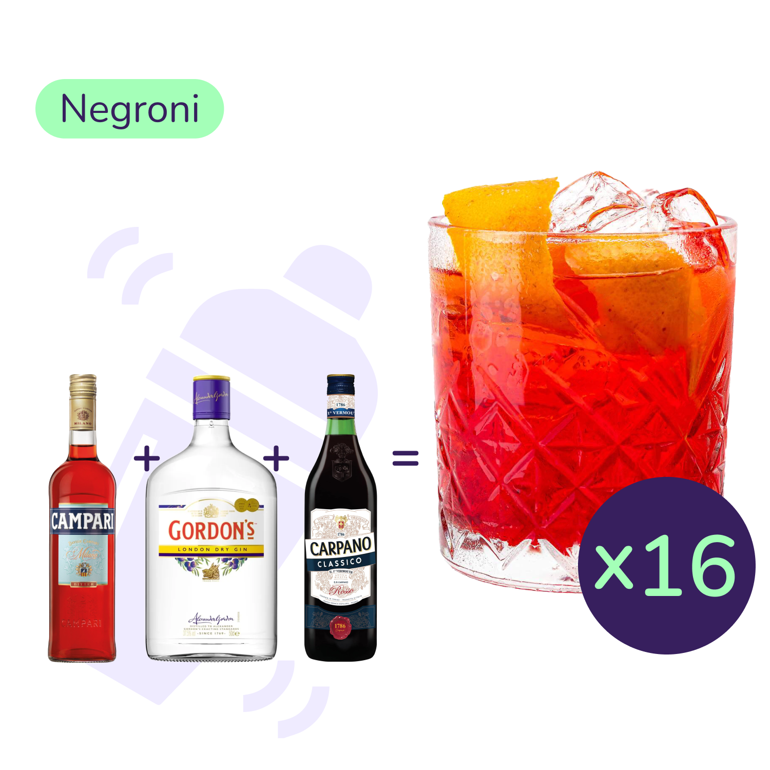 Коктейль Negroni (набор ингредиентов) х16 на основе Gordon’s - фото 1