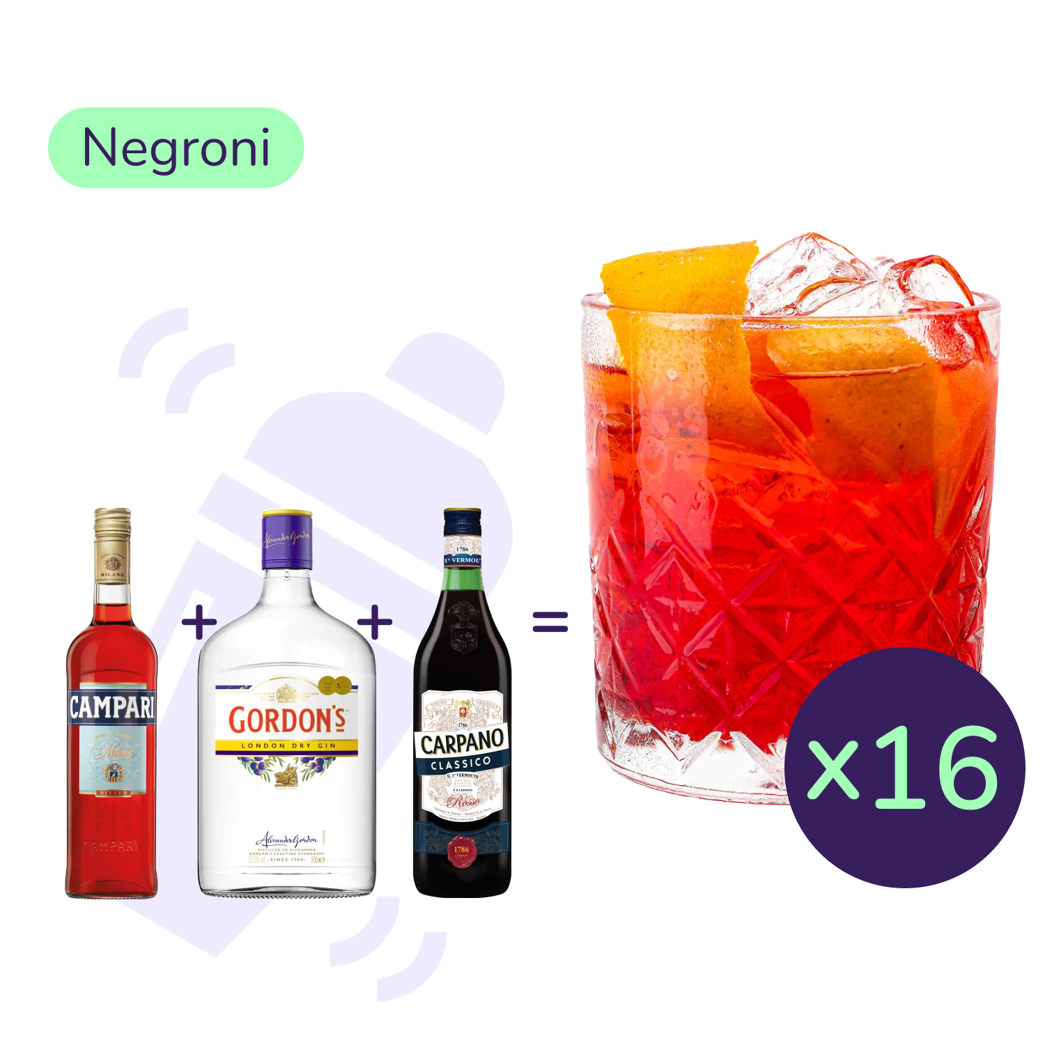 Коктейль Negroni (набір інгредієнтів) х16 на основі Gordon’s - фото 1