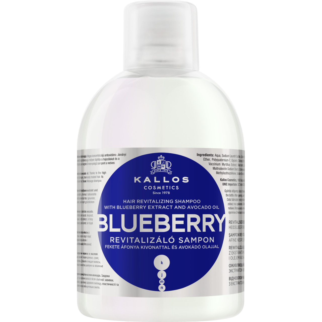 Шампунь для волос Kallos Cosmetics KJMN Blueberry восстанавливающий с экстрактом черники, 1 л - фото 1