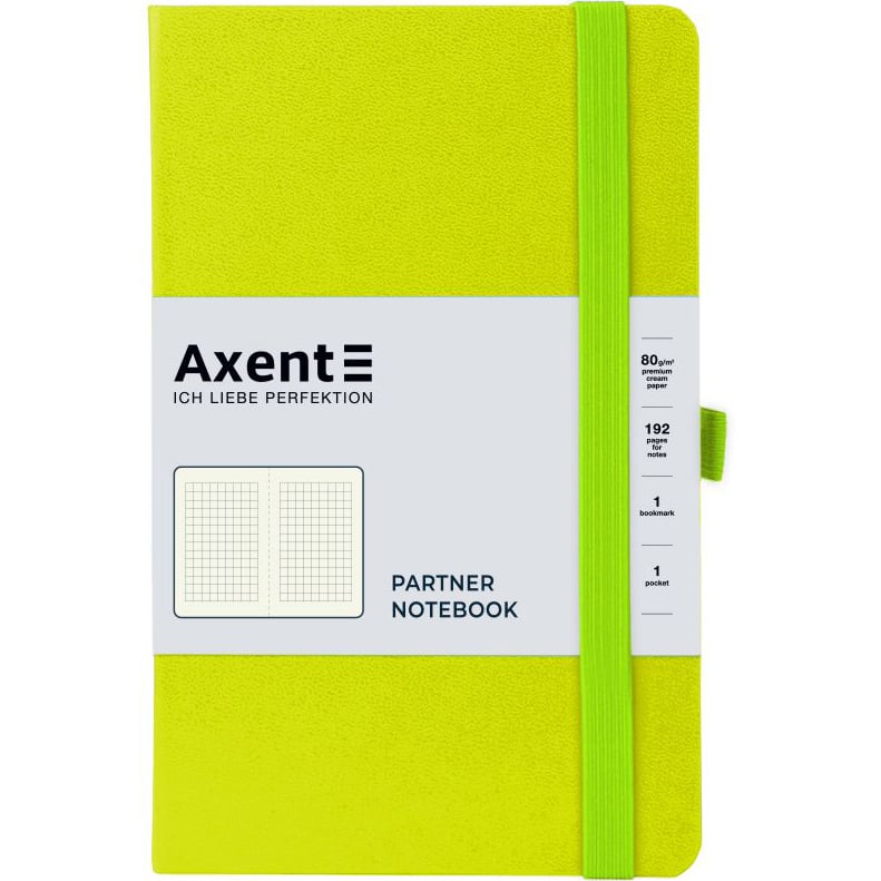 Книга записна Axent Partner A5- в клітинку 96 аркушів лимонна (8201-60-A) - фото 1