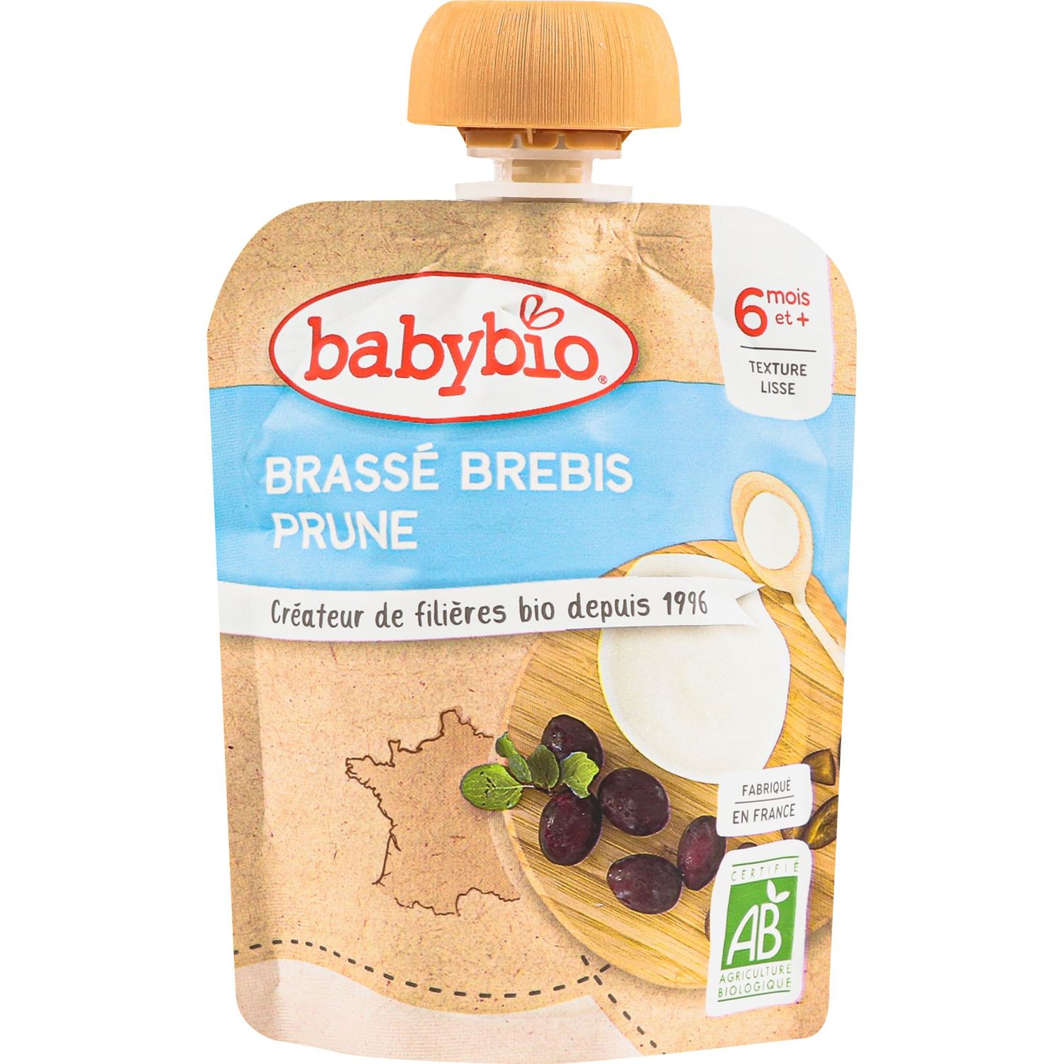 Органічне молочне пюре Babybio з овечого молока зі сливою 85 г - фото 1