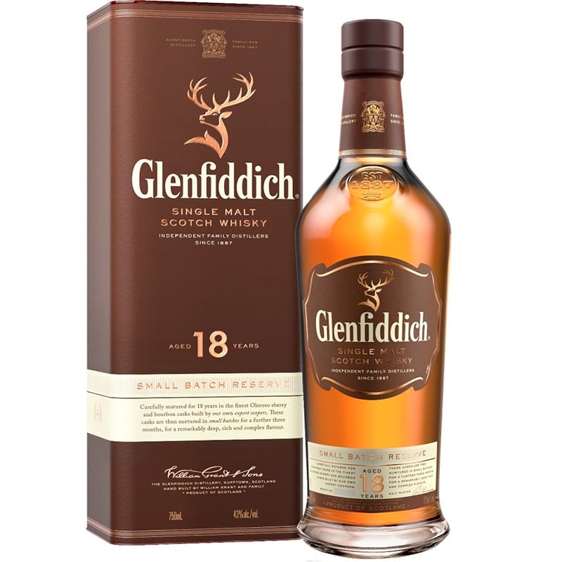 Виски Glenfiddich Single Malt Scotch, 18 лет, 40%, 0,7 л - фото 1