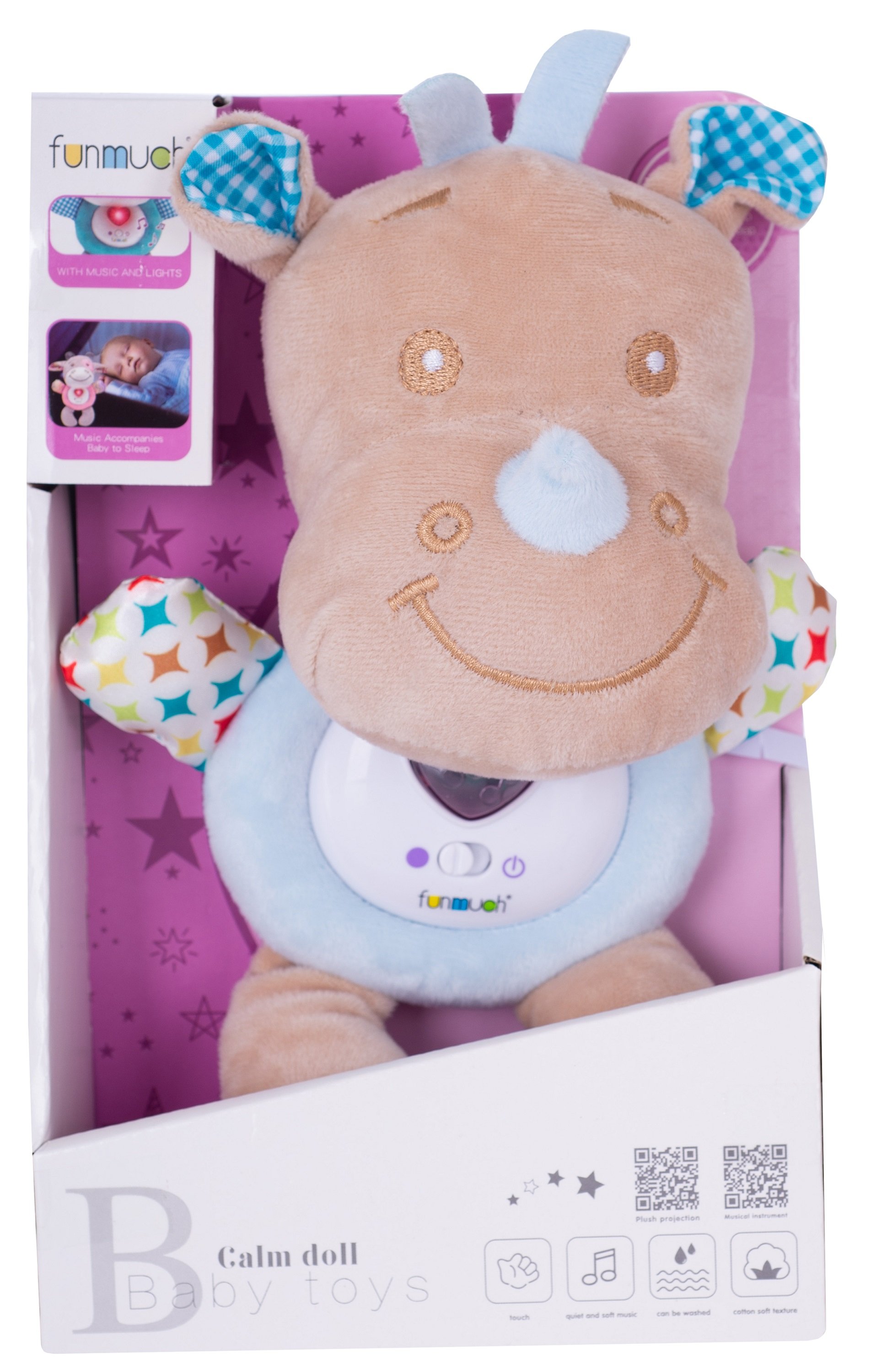 Мягкая игрушка Funmuch Baby Носорог, со световыми и музыкальными эффектами (FM888-3) - фото 5
