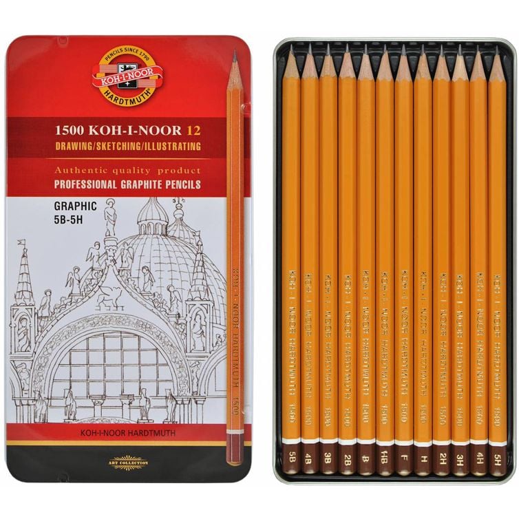 Набір олівців графітних Koh-i-Noor 1500 Graphic 5В-5Н 12 шт. (1502.III) - фото 3