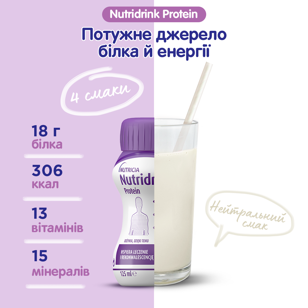 Энтеральное питание Nutricia Nutridrink Protein с нейтральным вкусом 4х125 мл - фото 3