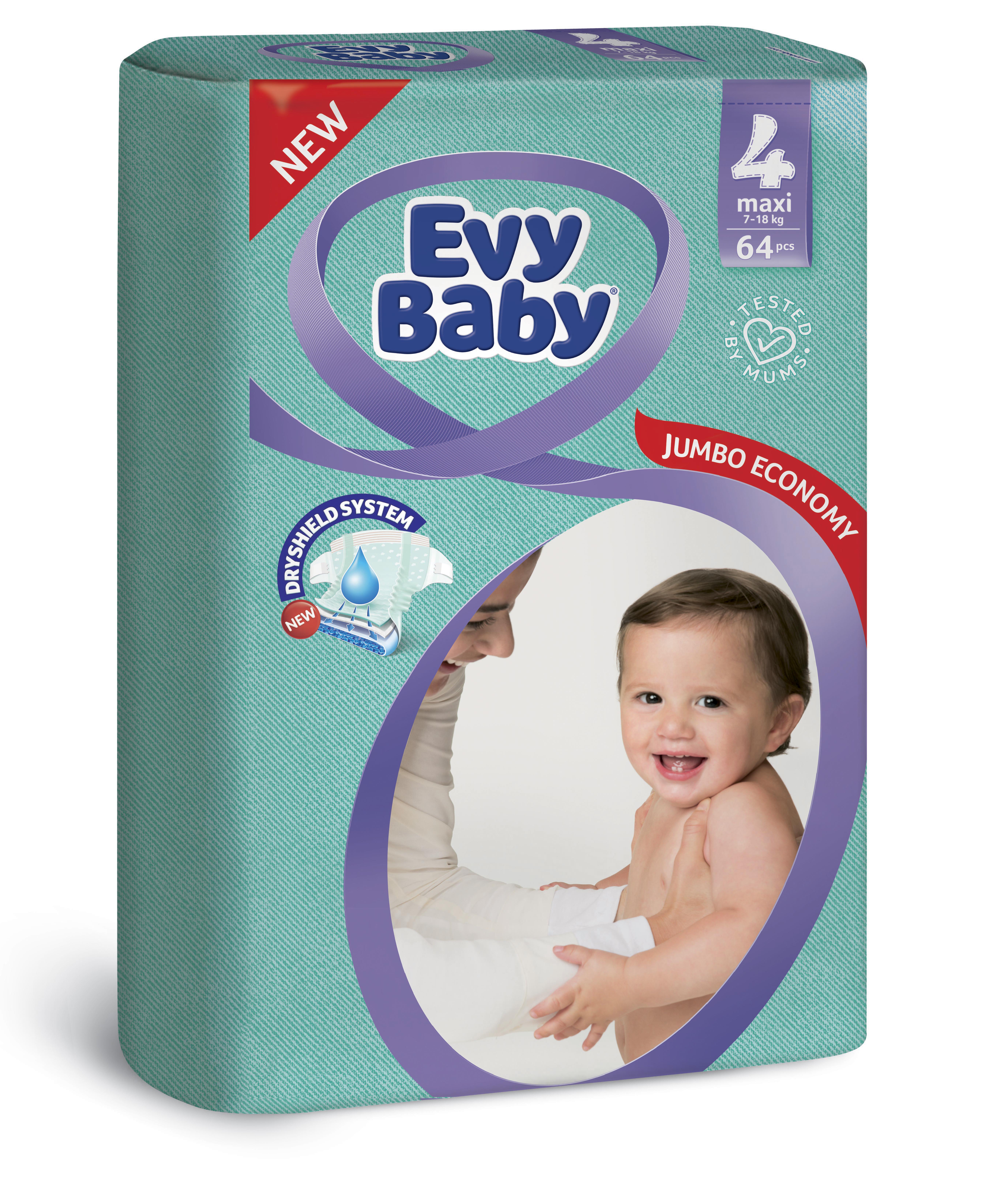 Підгузки Evy Baby 4 (7-18 кг), 64 шт. - фото 1
