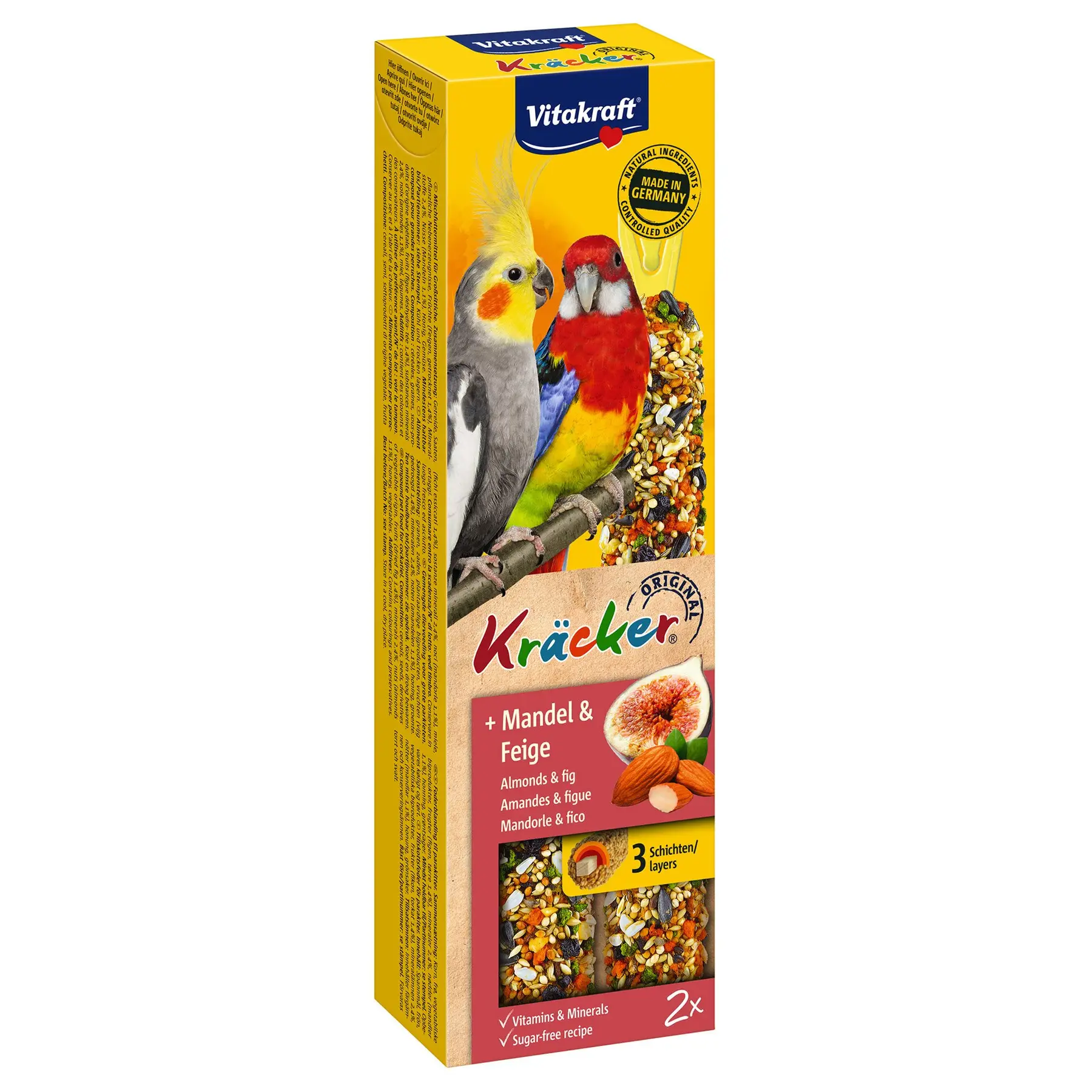 Лакомство для средних попугаев Vitakraft Kracker Original + Almonds & Fig, 2 шт., 180 г (21289) - фото 1
