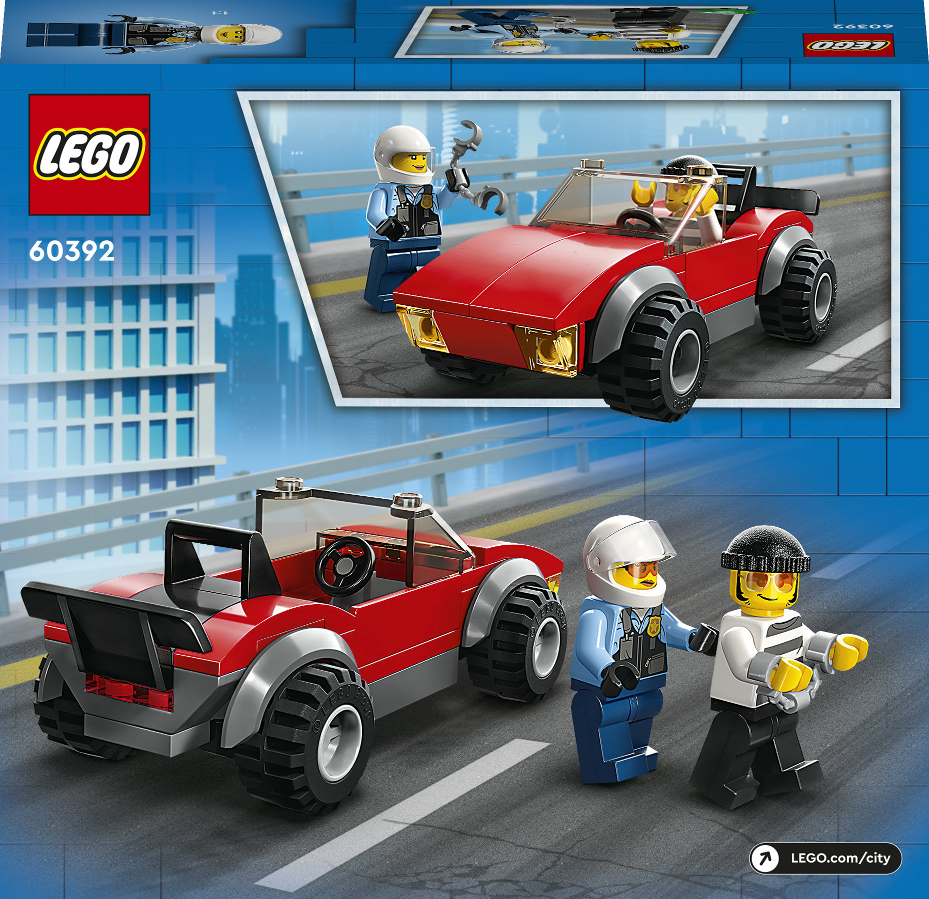 Конструктор LEGO City Преследование автомобиля на полицейском мотоцикле, 59 деталей (60392) - фото 9