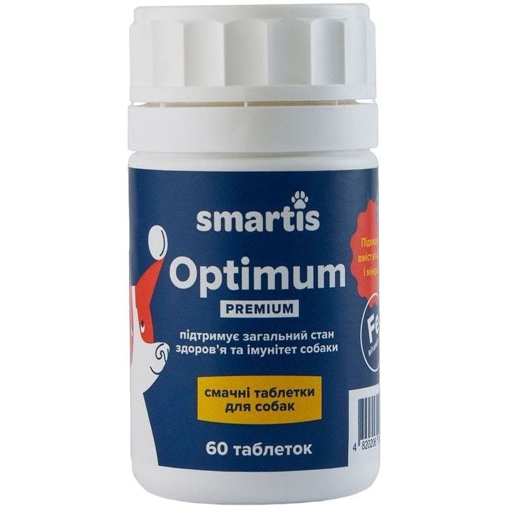 Додатковий корм для собак Smartis Optimum Premium із залізом,60 таблеток - фото 1