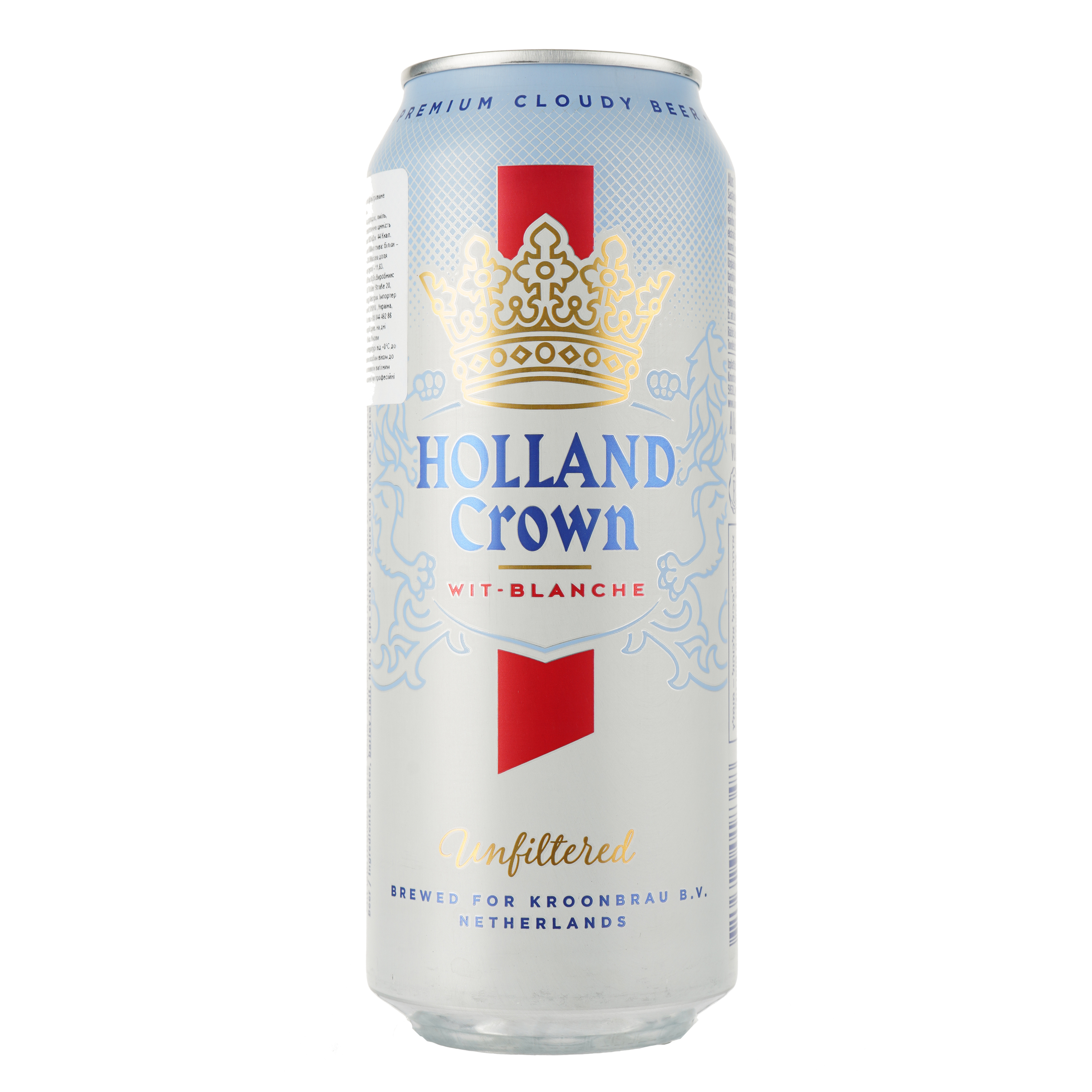Пиво Holland Crown Wit Blanche Unfiltered, светлое, нефильтрованное, 5%, ж/б, 0,5 л - фото 1