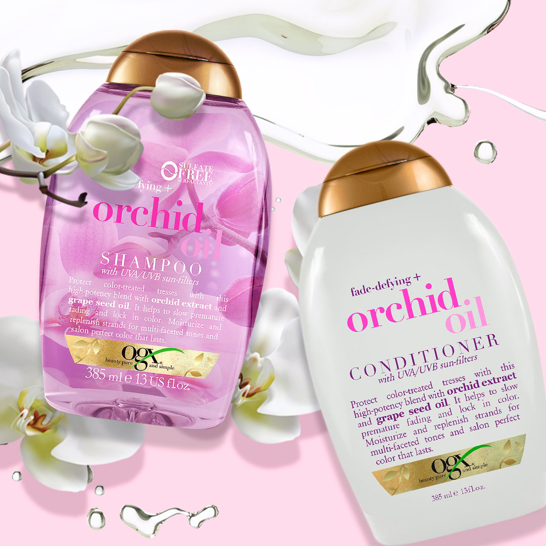 Подарунковий набір OGX З маслом орхідеї для фарбованого волосся: шампунь, 385 мл + кондиціонер, 385 мл - фото 8