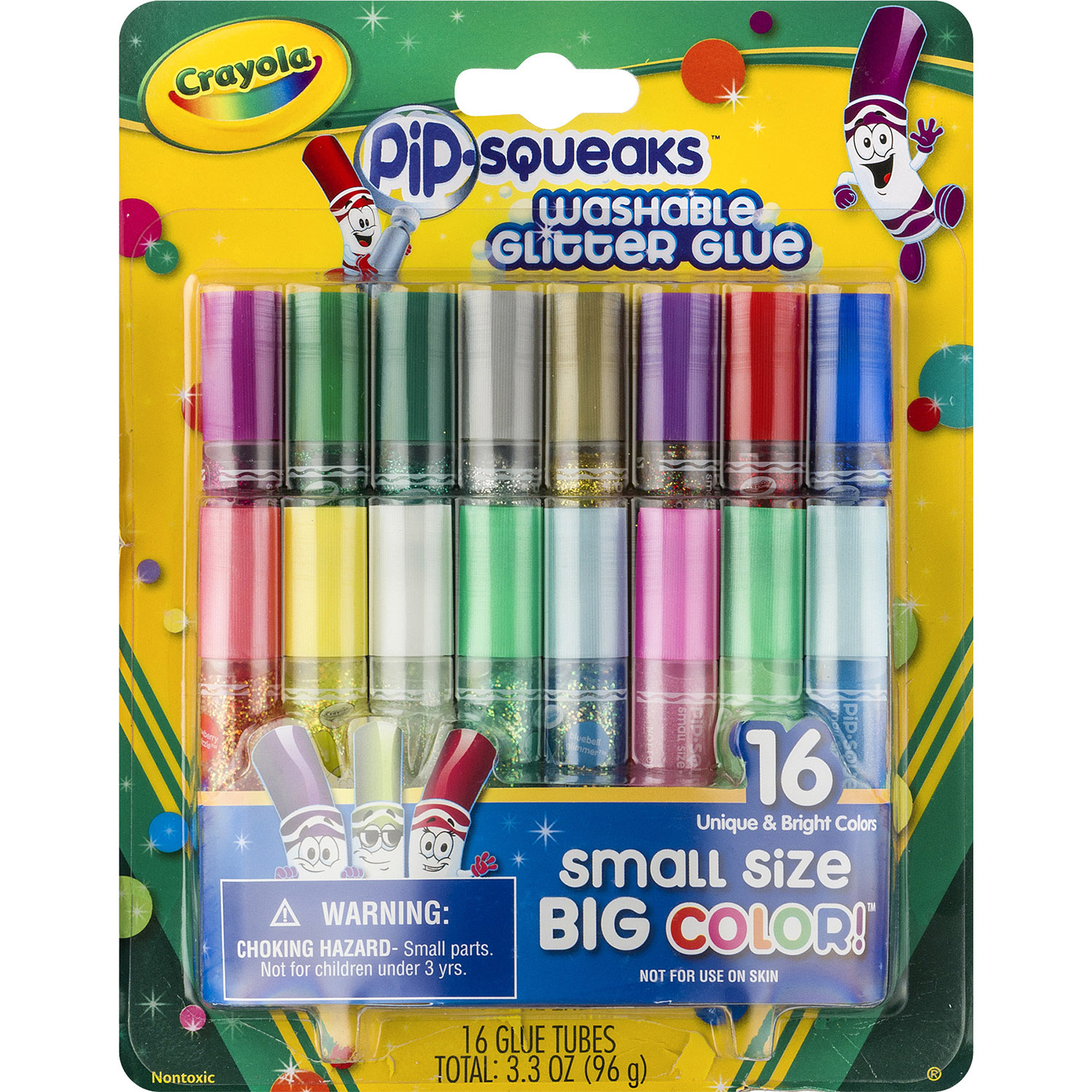 Рідкий клей Crayola PiP-Squeaks Washable Glitter Glue Unique & Bright Colors з блискітками 16 шт. (69-4200) - фото 1